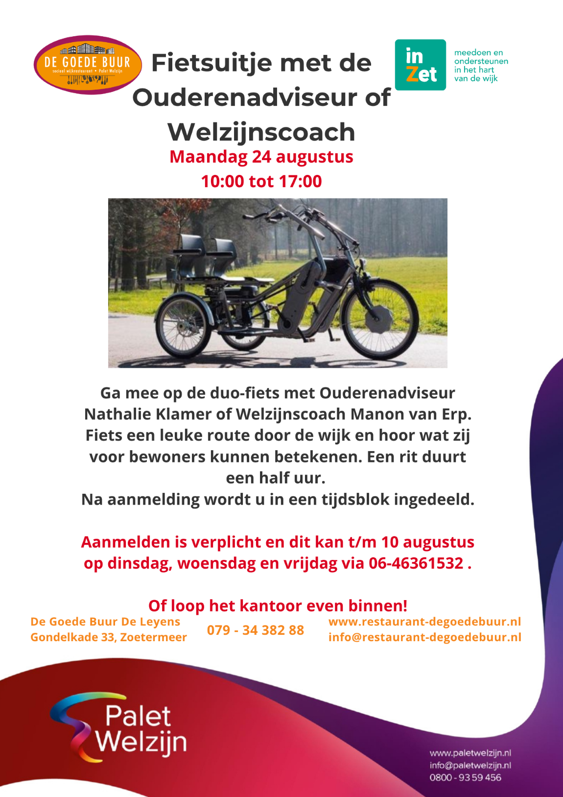 Fietsuitje met de Ouderenadviseur of Welzijnscoach maandag 24 augustus 2026